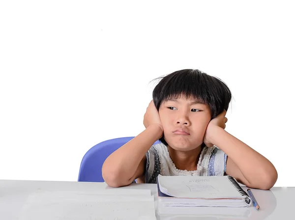 Asiatique fille faire des devoirs à la maison . — Photo