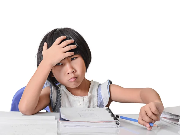 Gelangweiltes Kind bei den Hausaufgaben. — Stockfoto