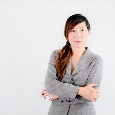 güzel bir iş kadını sürpriz ifade ile portresi