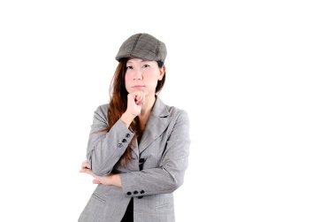 şık giyimli muhteşem Asyalı bir kadın portresi.