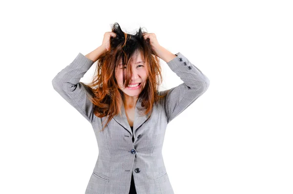 Stressad kvinna kommer crazy — Stockfoto