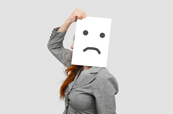 Woman with  unhappy face on board — Stock Photo, Image