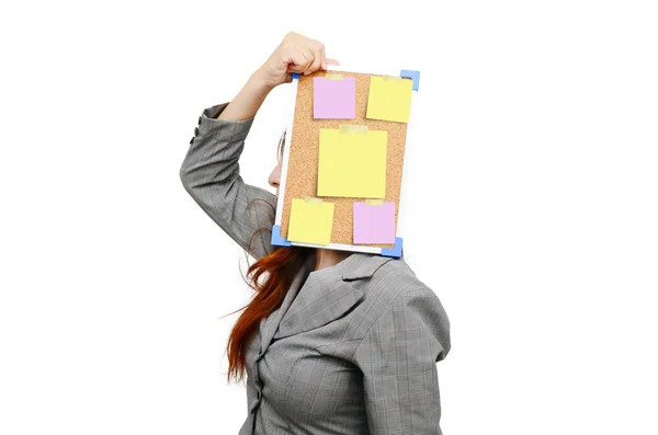 Stress business woman with message note — Stock Photo, Image
