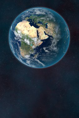 Dünya 'nın dış uzaydaki karanlık fütüristik görüntüsü. Kopyala uzayı. Bu görüntünün elementleri NASA3D tarafından desteklenmektedir..