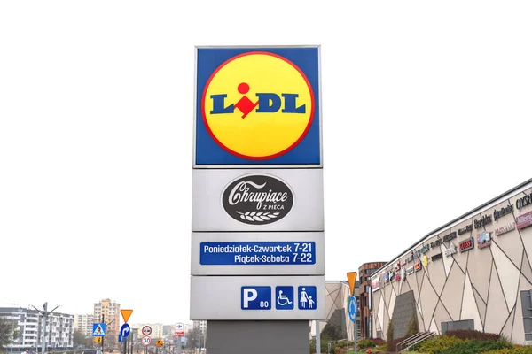 Polonia Bydgoszcz Noviembre 2020 Ponte Cerca Del Supermercado Lidl Publicidad — Foto de Stock