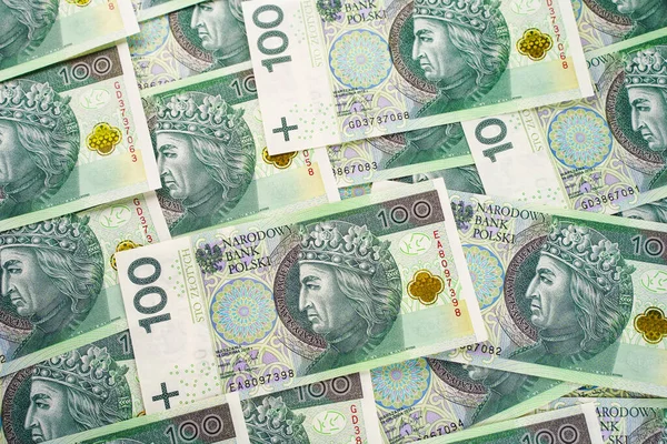Background Money Polish Banknotes 100 Zloty — Foto de Stock