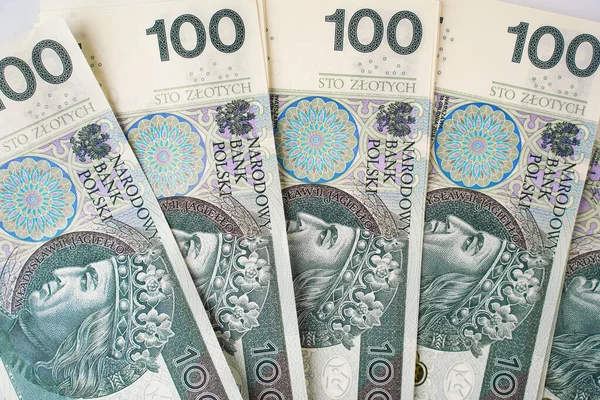 Background Money Polish Banknotes 100 Zloty — Foto de Stock