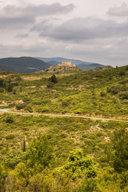 Fransa, Aude 'de Bulutlu Bahar Günü' nde Aguilar Cathar Şatosu