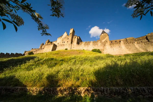 Carcassonne Ortaçağ Batı Yakası Görünümü Sol Çembersel Şaretler Felice Varini — Stok fotoğraf