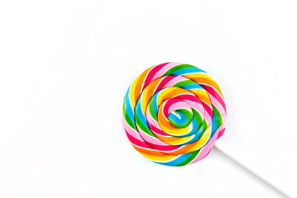 Свет Цветной Спиральной Формы Lollipop Лежит Правом Нижнем Углу Изолированный — стоковое фото