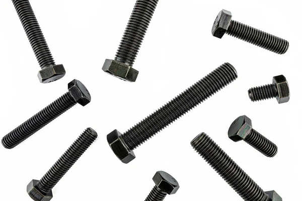 Background Made Black Screws Hardness Isolated White Background Visible Small — Stock Photo, Image