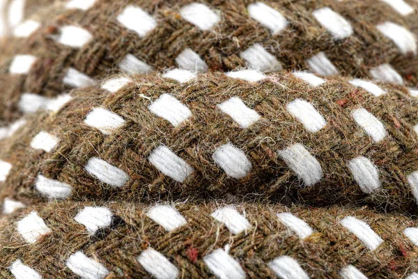 Macro Photo Brown Rope White Details Made Cotton Jute — Stock Photo, Image