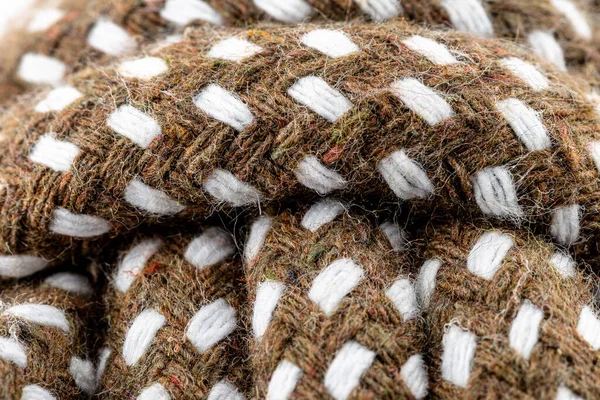 Macro Photo Brown Rope White Details Made Cotton Jute — Stock Photo, Image