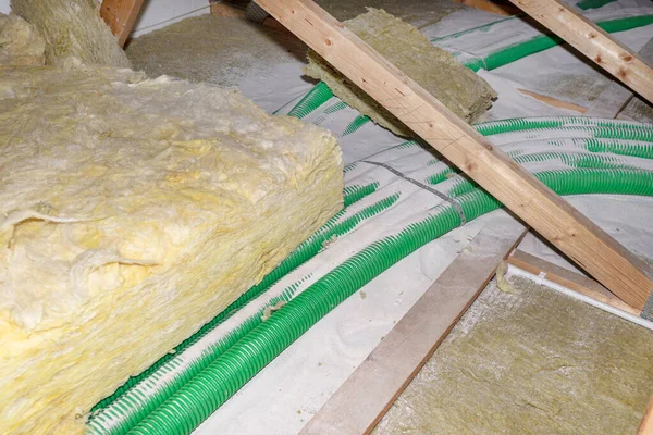 Expanded Perlite Mineral Wool Insulation Laid Pipes Domestic Ventilation Heat — Stok fotoğraf