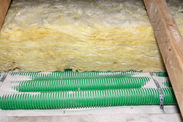 Expanded Perlite Mineral Wool Insulation Laid Pipes Domestic Ventilation Heat — Fotografia de Stock