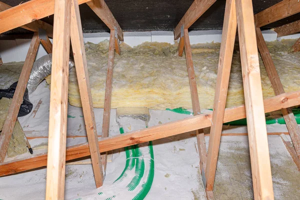 Expanded Perlite Mineral Wool Insulation Laid Pipes Domestic Ventilation Heat — Stockfoto