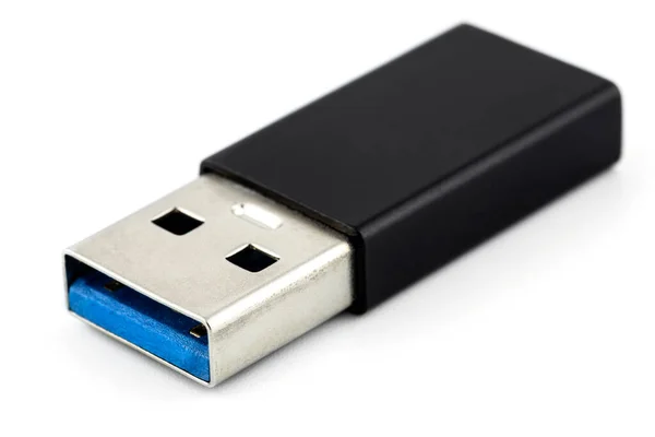 Макросъемка Usb Type Usb Type Адаптер Изолированный Белом Фоне — стоковое фото