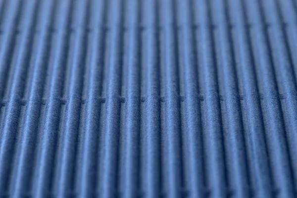 Background Made Blue Corrugated Cardboard Vertical Stripes Shallow Depth Field — Stock Photo, Image