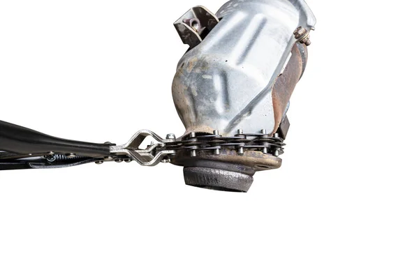 Large Car Catalytic Converter Pipe Shears Isolated White Background Clipping — Stock Photo, Image