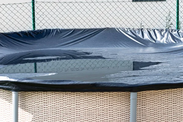 Large Expansion Pool Diameter Meters Black Cover Set Backyard Next — Zdjęcie stockowe
