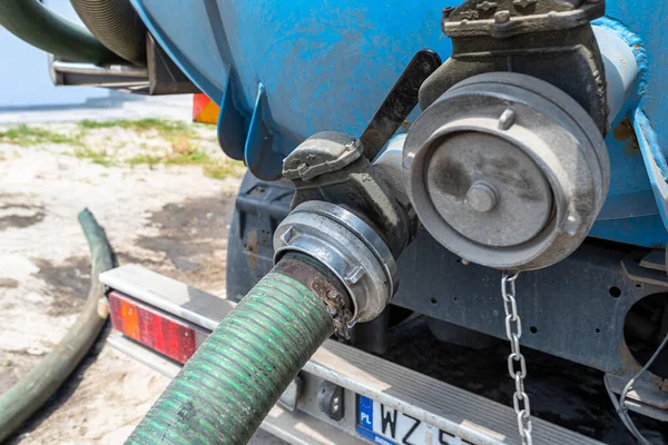 Long Inch Pvc Suction Hose Connected Flange Fitting Trucks Tank — Φωτογραφία Αρχείου