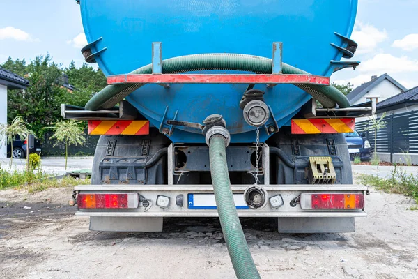 Long Inch Pvc Suction Hose Connected Flange Fitting Trucks Tank — Stock fotografie