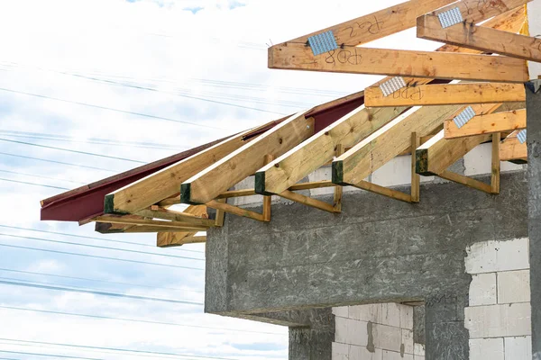 Roof Trusses Connected Roof Truss Covered Roof Steel Beam Instead — Fotografia de Stock