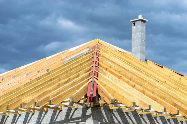 Roof Trusses Connected Roof Truss Covered Roof Steel Beam Instead — Stok fotoğraf