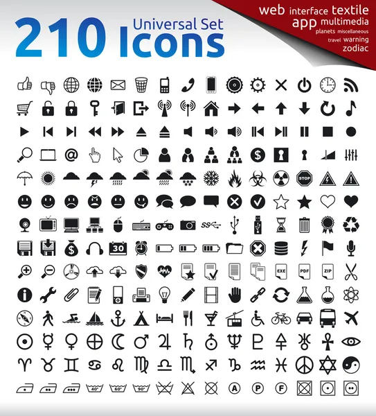 210 iconos — Archivo Imágenes Vectoriales