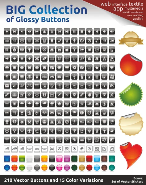 Enorme colección de botones brillantes — Archivo Imágenes Vectoriales