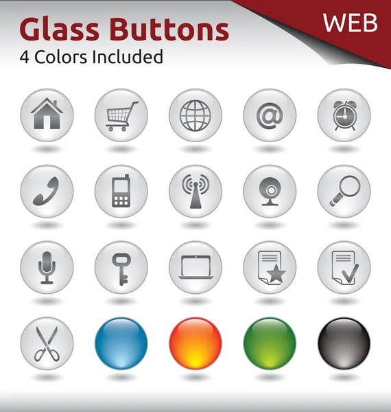 Glass Buttons WEB — Stock Vector