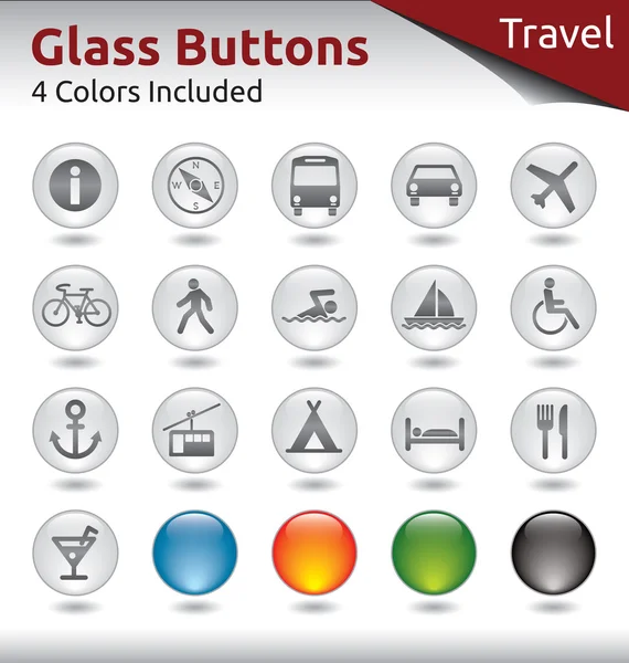 Botones de vidrio de viaje — Archivo Imágenes Vectoriales