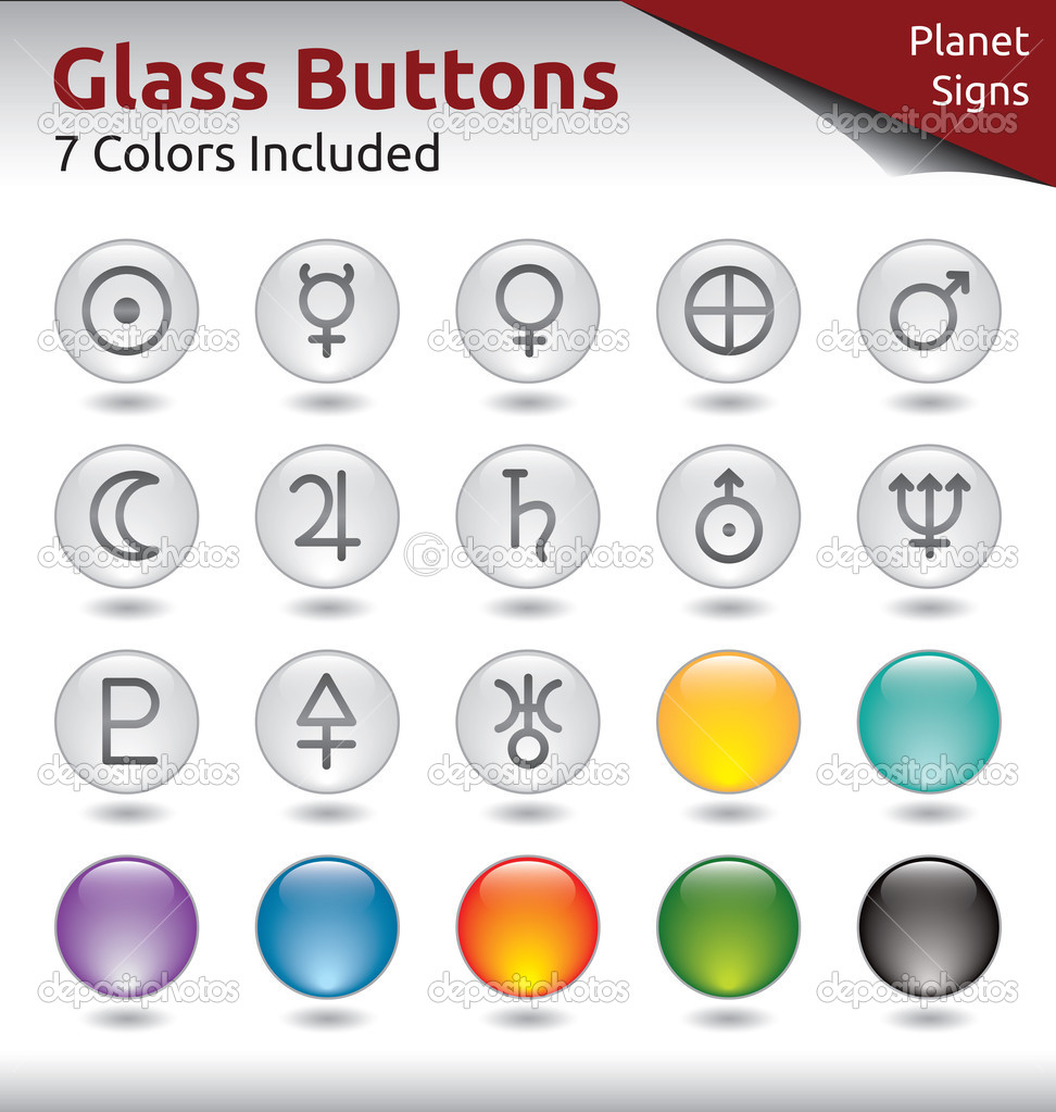Glass Buttons - Planet Signs