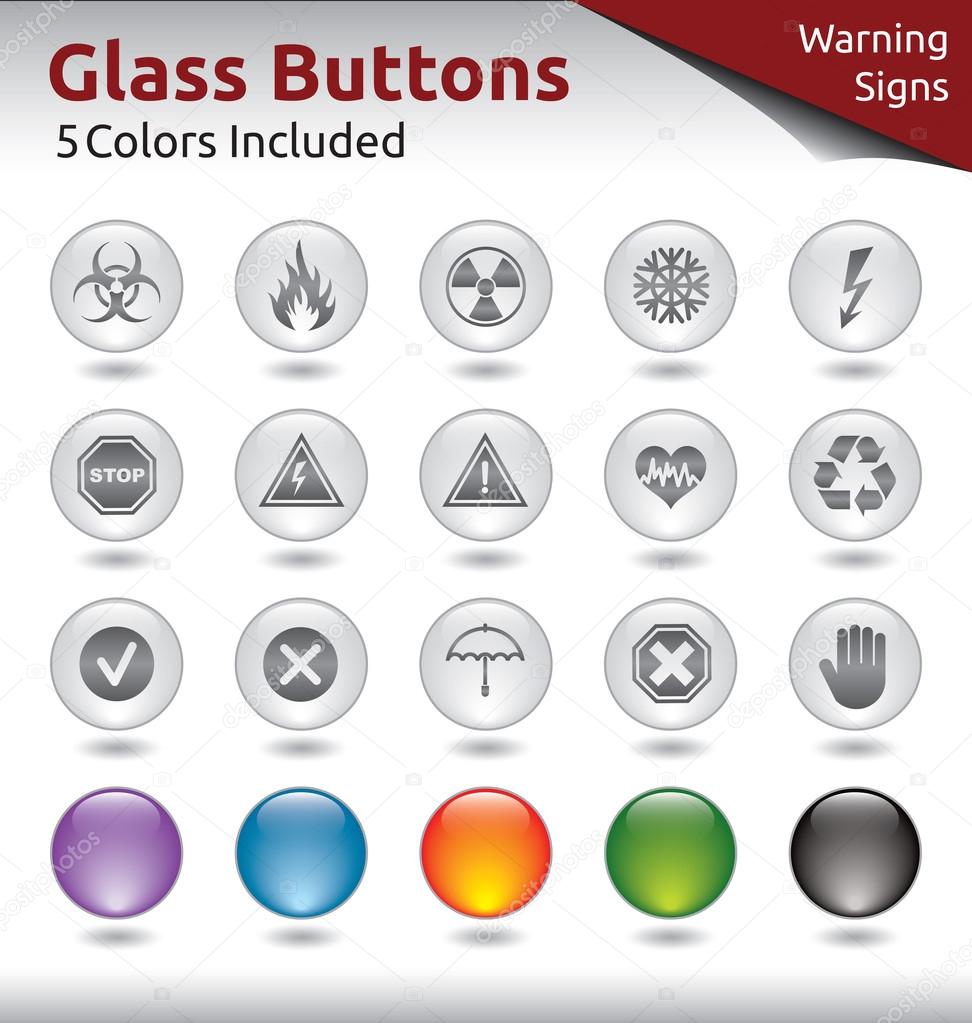 Glass Buttons - Warning Signs