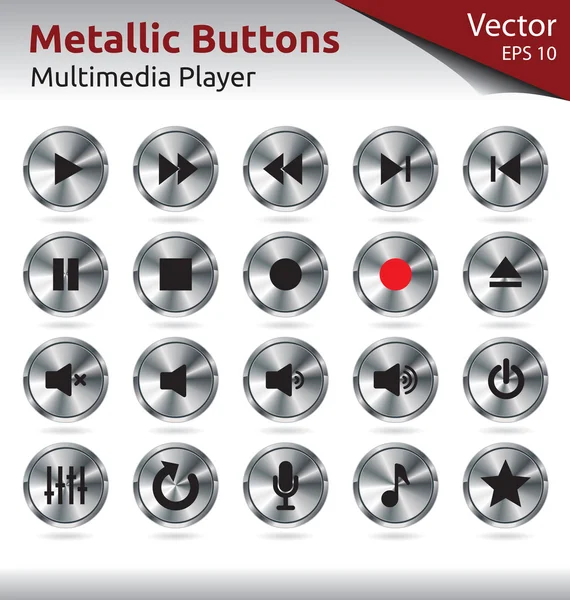 Metallic Buttons - Multimedia — Stock Vector