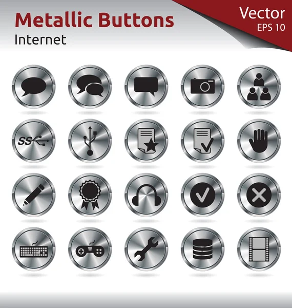 Botones metálicos - Internet — Archivo Imágenes Vectoriales