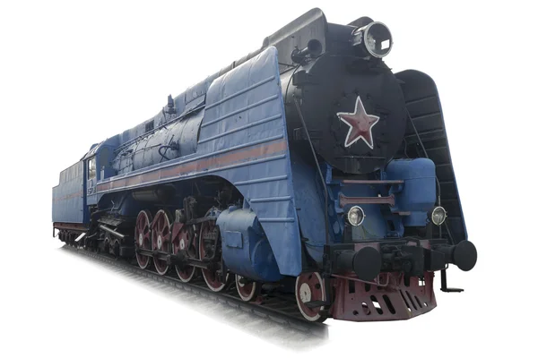 Blue express steam locomotive — Stock Photo, Image