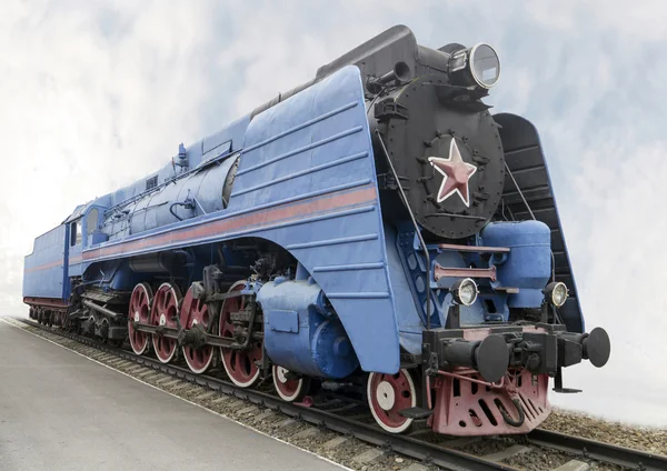 The blue express steam locomotive — Stock Photo, Image