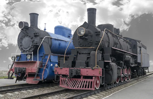 Old men-steam locomotives — Stock Photo, Image