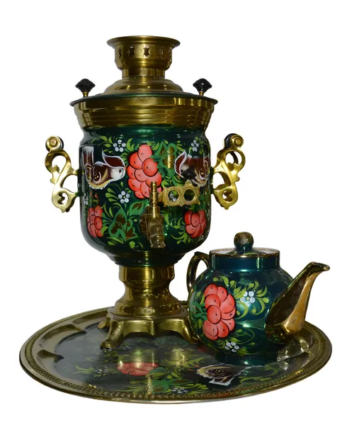 Samovar pintado con una tetera — Foto de Stock