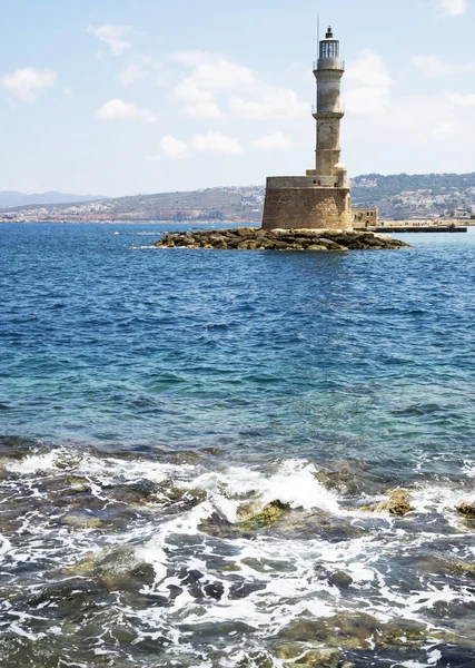 Faro en Hanya, la isla de Creta, Grecia — Foto de Stock