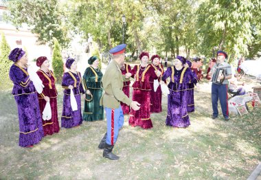 starocherkasskaya, Rusya Federasyonu-Ağustos 25 - kazak koro sings Ağustos