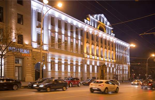 Construyendo el Banco de Rusia iluminado iluminación decorativa — Foto de Stock