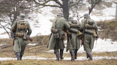 German soldiers retreating from the battlefield clipart