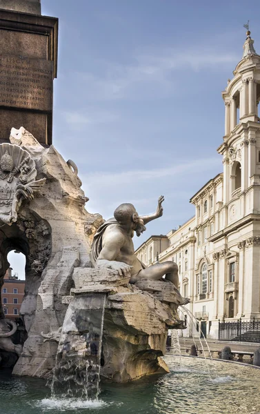 Fountain of the Four Rivers (architect Bernini) on Piazza Navona Stock Image