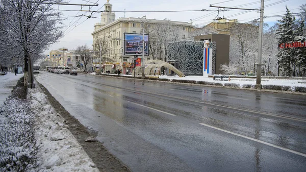 Rostov Don Russia January 2022 Cars Driving Bolshaya Sadovaya Street — Stock Photo, Image