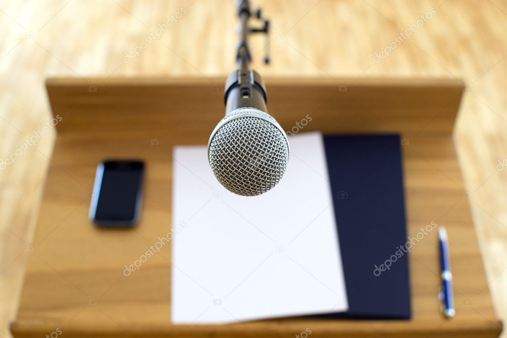 Microphone at the speech podium