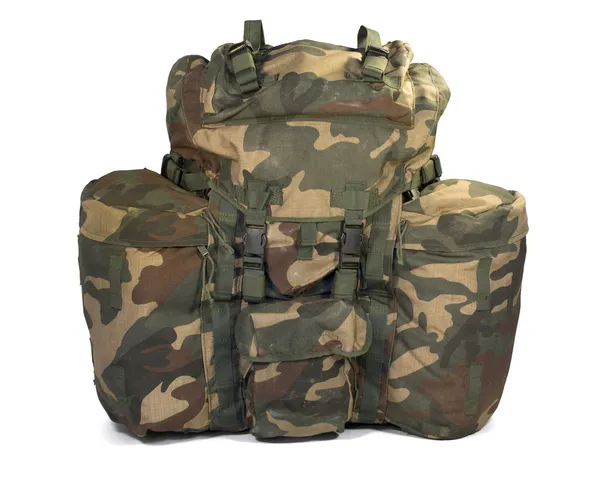 Military backpack isolated on white. Clipping path. — Stock Photo, Image