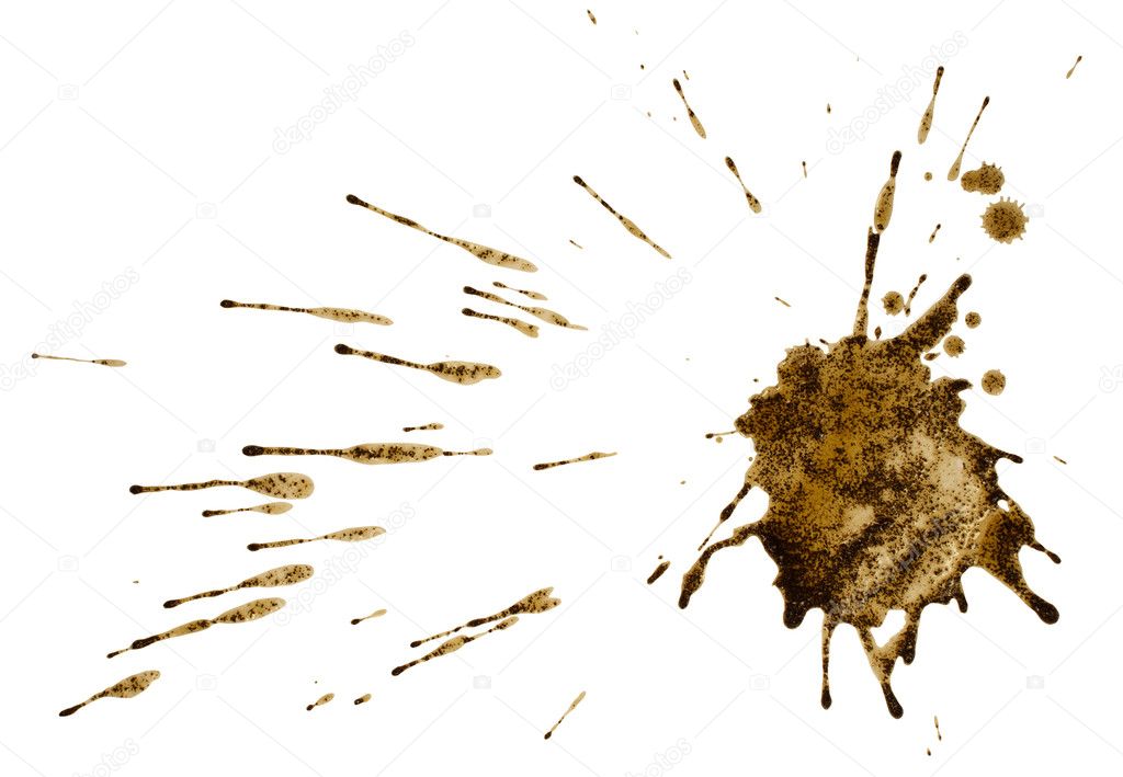 Coffee or mud splash isolated on white background. Clipping path.