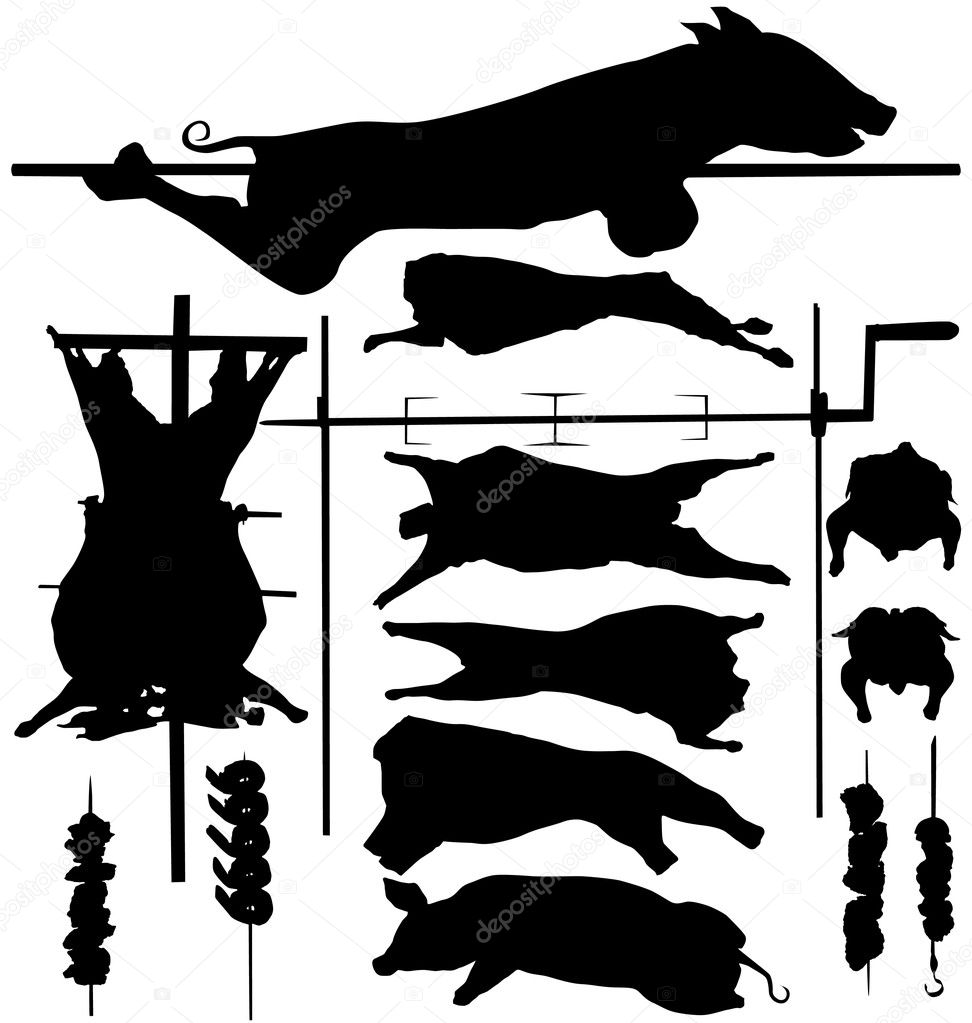 Barbecue BBQ vector silhouettes
